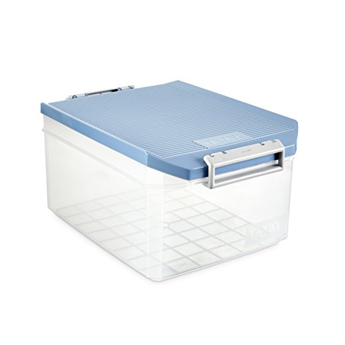 TATAY 1150107 - Caja de Almacenamiento Multiusos con Tapa, 14 l de Capacidad, Plástico Polipropileno Libre de BPA, Azul, 27 x 39 x 19 cm