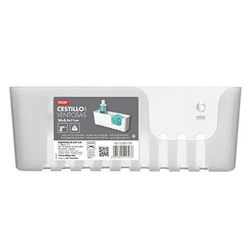 TATAY 4520202 - Gran cesta organizadora de ducha con ventosas, capacidad para 2.5 kg, Plástico Polipropileno, Color glacé, 30 x 9.5 x 11cm TATAY 4520202 - Gran cesta organizadora de ducha con ventosas, capacidad para 2.5 kg, Plástico Polipropileno, Color glacé, 30 x 9.5 x 11cm