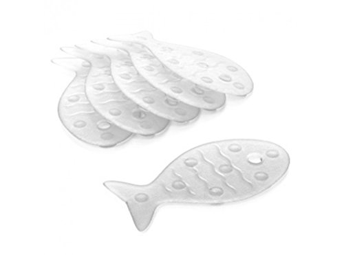 TATAY 5515001 - Pack de 6 pegatinas antideslizantes para ducha o bañera, diseño de peces, color glacé