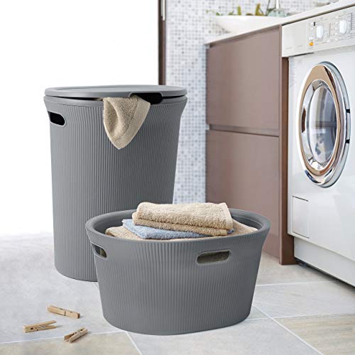 Tatay Baobab - Cesto para la Ropa Sucia con Tapa, 40 l, plástico polipropileno, Gris, 41 x 33 x 50 cm Tatay Baobab - Cesto para la Ropa Sucia con Tapa, 40 l, plástico polipropileno, Gris, 41 x 33 x 50 cm