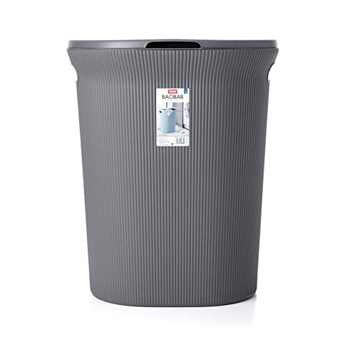 Tatay Baobab - Cesto para la Ropa Sucia con Tapa, 40 l, plástico polipropileno, Gris, 41 x 33 x 50 cm Tatay Baobab - Cesto para la Ropa Sucia con Tapa, 40 l, plástico polipropileno, Gris, 41 x 33 x 50 cm