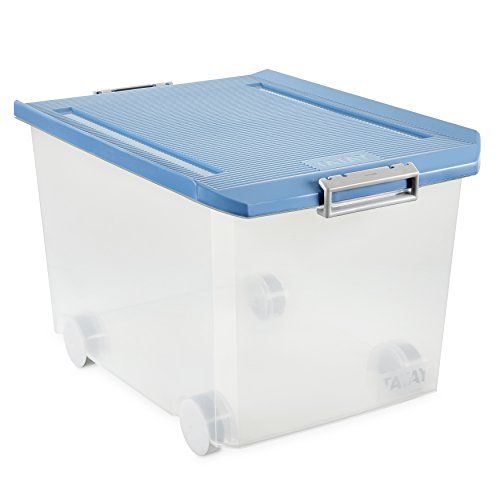 Tatay - Caja de Almacenaje Multiusos Bajo Cama con Tapa y Ruedas de 63 L de Capacidad. Plástico Polipropileno Libre de BPA. Forma Rectangular, Medidas 40 x 57 x 36 cm (L x An x Al)