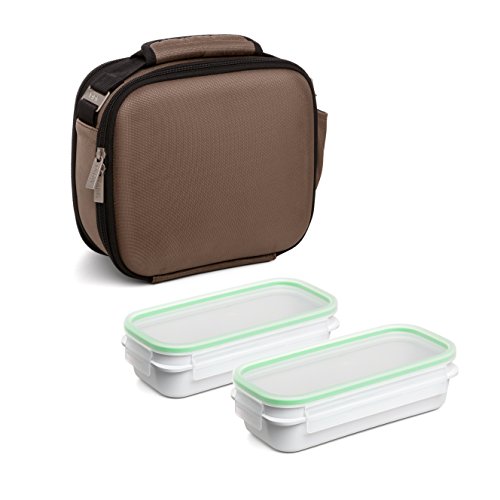 TATAY Urban Food Shell - Bolsa térmica Porta Alimentos con 2 tapers herméticos incluidos, 5,6 litros de capacidad, Poliéster, Marrón Visón, 28 x 13.5 x 23.5