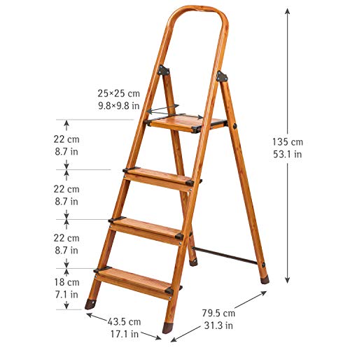 Tatkraft Upgrade 4 Escalera Doméstica de 4 Peldaños Antideslizantes, Taburete Plegable de Cocina de 4 Escalones, Escalerilla de Aluminio Estilo de Madera Escandinava Tatkraft Upgrade 4 Escalera Doméstica de 4 Peldaños Antideslizantes, Taburete Plegable de Cocina de 4 Escalones, Escalerilla de Aluminio Estilo de Madera Escandinava