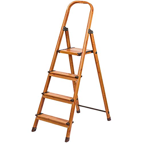 Tatkraft Upgrade 4 Escalera Doméstica de 4 Peldaños Antideslizantes, Taburete Plegable de Cocina de 4 Escalones, Escalerilla de Aluminio Estilo de Madera Escandinava Tatkraft Upgrade 4 Escalera Doméstica de 4 Peldaños Antideslizantes, Taburete Plegable de Cocina de 4 Escalones, Escalerilla de Aluminio Estilo de Madera Escandinava