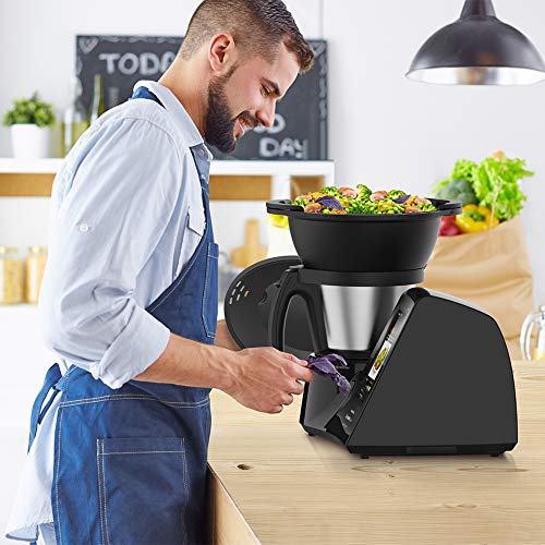 Taurus Mycook Touch Black Edition - Robot de Cocina con wifi, 1600W, 2L, hasta 140º, multifunción, miles de recetas gratuitas e ilimitadas, app mycook, conectividad con tu smartphone, Vaporera