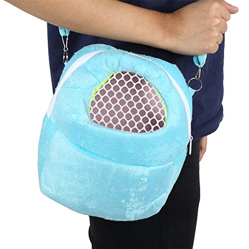 Tbest Bolsa de Transporte para Mascotas, Bolsa Bandolera de Transporte de Perros Hámster Rata Gato Conejo Mochila Carrier Mochila Erizo Chinchilla Ferret para Viajar al Aire Libre,21 * 25 cm(Azul)