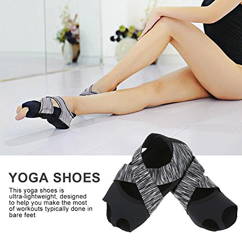 Tbest Calcetines de yoga antideslizantes para mujeres, calcetines de yoga pilates Calcetines de agarre de yoga con puños antideslizantes Zapatos de entrenamiento de baile con dedos para ball