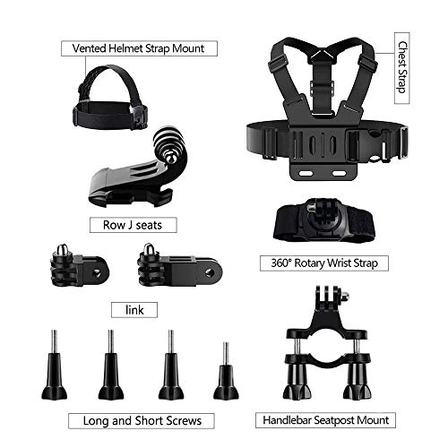 TDCQ 11pcs Kit de Accesorios para Camara Deportiva,Arnés Camara,Cámaras Deportivas para Casco y Accesorios,Accesorios para Cámara