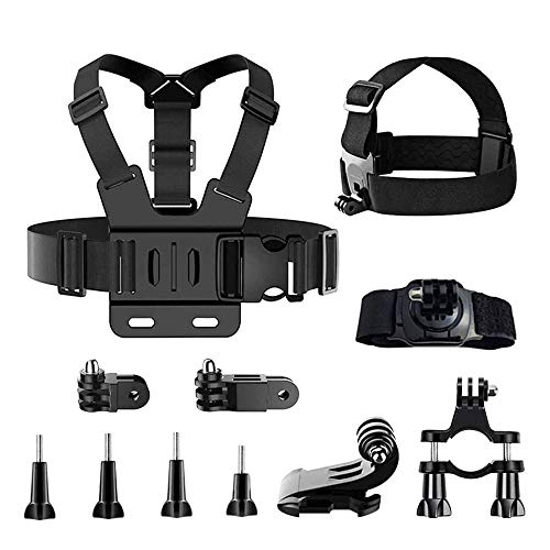 TDCQ 11pcs Kit de Accesorios para Camara Deportiva,Arnés Camara,Cámaras Deportivas para Casco y Accesorios,Accesorios para Cámara