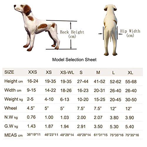 Teabelle - Silla de ruedas ajustable para perro, para rehabilitación. Adecuada para perros pequeños, cachorros, etc. 2 ruedas