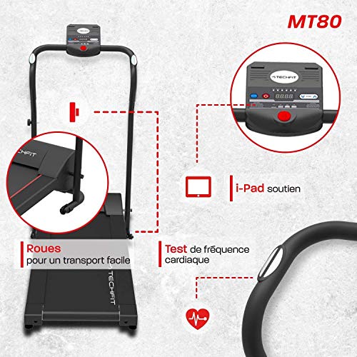 TechFit MT80 Cinta de Correr Eléctrica Plegable 1.0 HP, Máquina de Correr Que Ahorra Espacio, con Pantalla LED y Prueba de Frecuencia Cardíaca, Hogar o la Oficina TechFit MT80 Cinta de Correr Eléctrica Plegable 1.0 HP, Máquina de Correr Que Ahorra Espacio, con Pantalla LED y Prueba de Frecuencia Cardíaca, Hogar o la Oficina