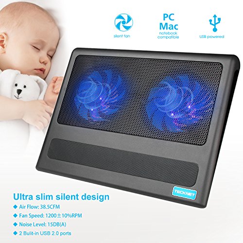 TECKNET Base de Refrigeración para Ordenador Portátil con 2 Ventiladores Silenciosos y Potencias (9-16 Pulgadas, iluminación LED, 2 USB) TECKNET Base de Refrigeración para Ordenador Portátil con 2 Ventiladores Silenciosos y Potencias (9-16 Pulgadas, iluminación LED, 2 USB)