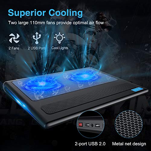 TECKNET Base de Refrigeración para Ordenador Portátil con 2 Ventiladores Silenciosos y Potencias (9-16 Pulgadas, iluminación LED, 2 USB) TECKNET Base de Refrigeración para Ordenador Portátil con 2 Ventiladores Silenciosos y Potencias (9-16 Pulgadas, iluminación LED, 2 USB)