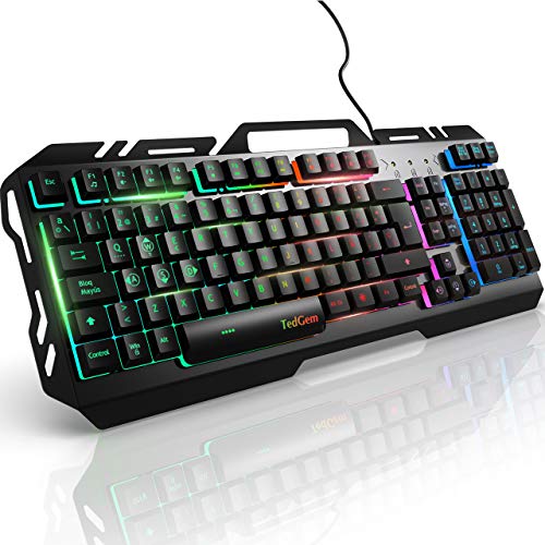 Teclados Gaming, TedGem Teclado Gaming, Teclado USB, Teclado Gaming PS4 LED Retroiluminado con Cable USB, Teclado para PC / Laptop / PS4 / Xbox One (Teclados Español, Negro)