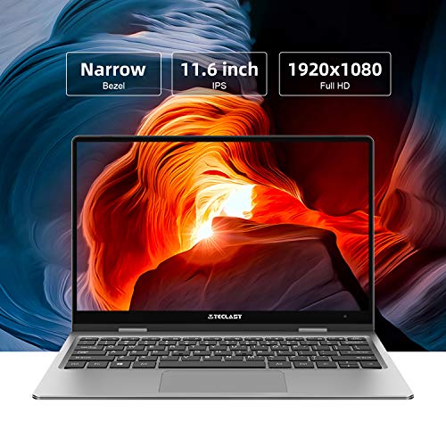 TECLAST Ordenador Portátil Ultradelgado 360°Reversible 11.6” F5 1920x1080 IPS 8GB RAM 256GB SSD, Intel N4100 Window 10+26600mWh Batería Grande+WiFi+Bluetooth 4.2+Type-C+USB 3.0+Tarjeta TF