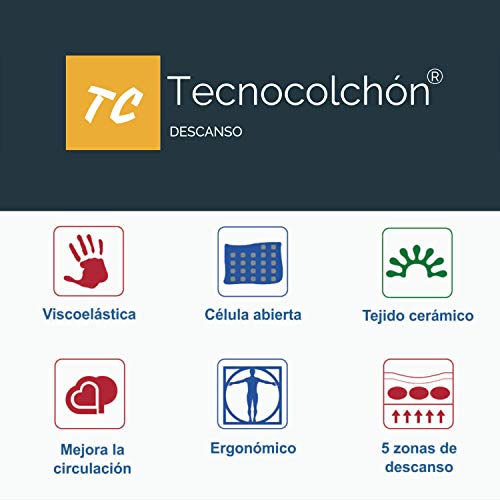 TECNOCOLCHÓN ?? Colchón Viscoelástico Memory Sens Visco | Reversible Verano-Invierno | Certificado Oeko-Tex | 135 x 190 cm. y 22 cm. de Altura TECNOCOLCHÓN ?? Colchón Viscoelástico Memory Sens Visco | Reversible Verano-Invierno | Certificado Oeko-Tex | 135 x 190 cm. y 22 cm. de Altura