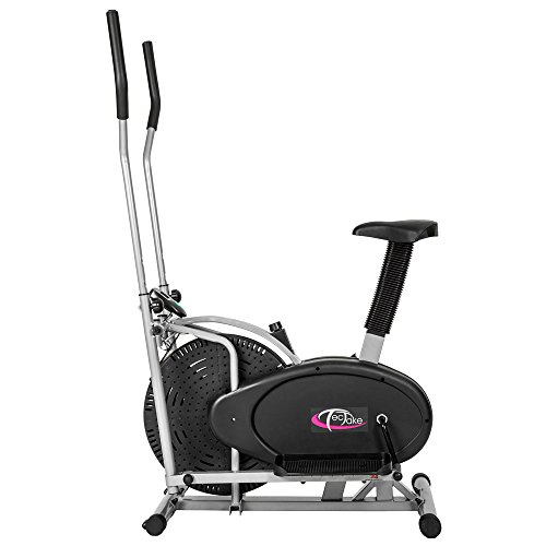 TecTake 1 Maquina Fitness Bicicleta eliptica Gimnasia estatica Entrenador Cardio Gimnasia con Pantalla LCD