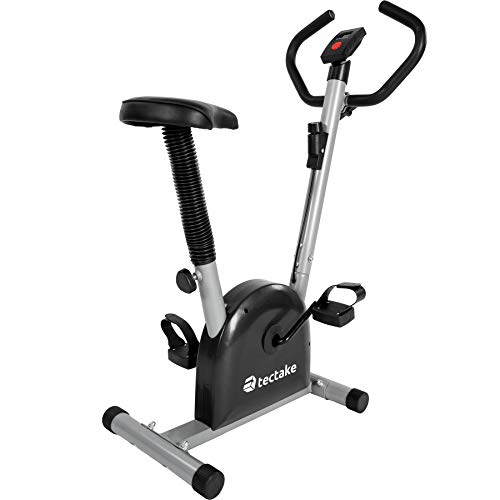 TecTake 401077 Bicicleta Estática con Consola, Asiento Ajustable en Altura, Entrenamiento Musculación, Fitness Deporte, Pantalla de LCD, Carga Máxima 100 kg