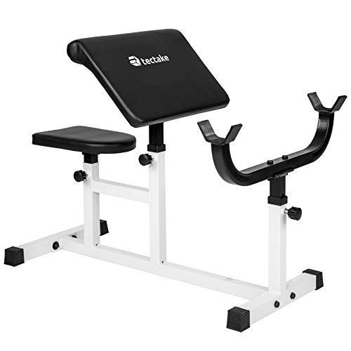 TecTake 402267 Banco de Bíceps Curl | Apoyabrazos & Asiento Regulable | Fitness Ejercicio Musculación