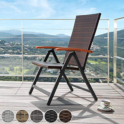 TecTake 800721 Silla de Jardín Poliratán, Plegable & Respaldo 5 Posiciones, Reposabrazos de Madera, Ideal Exterior Interior -Disponible en Diversos Colores (Negro | No. 403233) TecTake 800721 Silla de Jardín Poliratán, Plegable & Respaldo 5 Posiciones, Reposabrazos de Madera, Ideal Exterior Interior -Disponible en Diversos Colores (Negro | No. 403233)