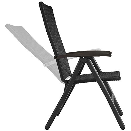 TecTake 800721 Silla de Jardín Poliratán, Plegable & Respaldo 5 Posiciones, Reposabrazos de Madera, Ideal Exterior Interior -Disponible en Diversos Colores (Negro | No. 403233) TecTake 800721 Silla de Jardín Poliratán, Plegable & Respaldo 5 Posiciones, Reposabrazos de Madera, Ideal Exterior Interior -Disponible en Diversos Colores (Negro | No. 403233)