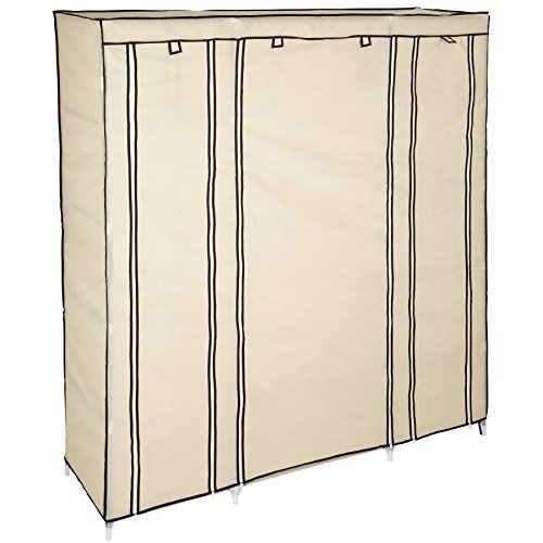 TecTake Armario de Lona Tela Ropa ropero Organizador guardarropa con Barras de Colgar | con 12 Compartimentos de 5 Niveles | 150 x 175 x 45cm (Beige | no. 402527) TecTake Armario de Lona Tela Ropa ropero Organizador guardarropa con Barras de Colgar | con 12 Compartimentos de 5 Niveles | 150 x 175 x 45cm (Beige | no. 402527)