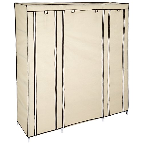 TecTake Armario de Lona Tela Ropa ropero Organizador guardarropa con Barras de Colgar | con 12 Compartimentos de 5 Niveles | 150 x 175 x 45cm (Beige | no. 402527)