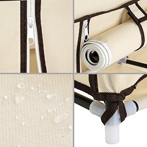 TecTake Armario de Lona Tela Ropa ropero Organizador guardarropa con Barras de Colgar | con 12 Compartimentos de 5 Niveles | 150 x 175 x 45cm (Beige | no. 402527)