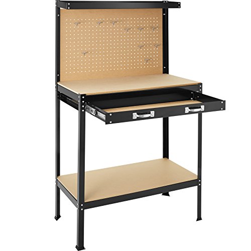 TecTake Banco de trabajoMesa de trabajo para taller bricolaje pared herramientas cajón - varias tamaños (Typ 2 | 81 x 41 x 145 cm | 402749) TecTake Banco de trabajoMesa de trabajo para taller bricolaje pared herramientas cajón - varias tamaños (Typ 2 | 81 x 41 x 145 cm | 402749)