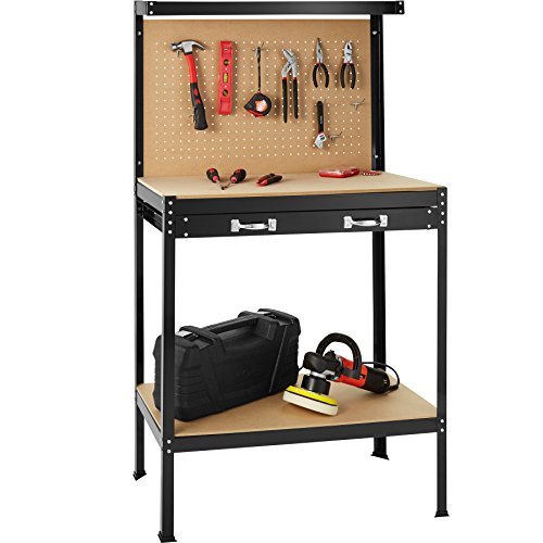 TecTake Banco de trabajoMesa de trabajo para taller bricolaje pared herramientas cajón - varias tamaños (Typ 2 | 81 x 41 x 145 cm | 402749) TecTake Banco de trabajoMesa de trabajo para taller bricolaje pared herramientas cajón - varias tamaños (Typ 2 | 81 x 41 x 145 cm | 402749)