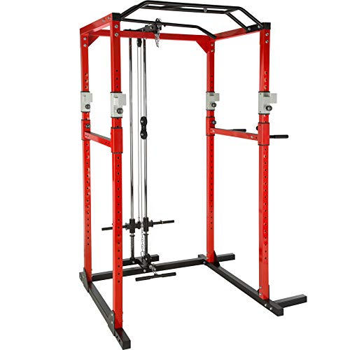 TecTake Multiestación de Fitness para Entrenamiento | 2 puntales de Seguridad macizos | Poleas para Barras de Flexiones Inferiores y Superiores Modelos (Rojo Negro Lat | No. 402738) TecTake Multiestación de Fitness para Entrenamiento | 2 puntales de Seguridad macizos | Poleas para Barras de Flexiones Inferiores y Superiores Modelos (Rojo Negro Lat | No. 402738)