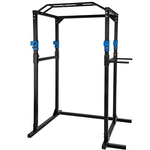 TecTake Multiestación de Fitness para Entrenamiento | 2 puntales de Seguridad macizos | Poleas para Barras de Flexiones Inferiores y Superiores Modelos (Azul Negro | No. 402737)