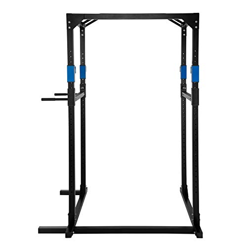 TecTake Multiestación de Fitness para Entrenamiento | 2 puntales de Seguridad macizos | Poleas para Barras de Flexiones Inferiores y Superiores Modelos (Azul Negro | No. 402737)