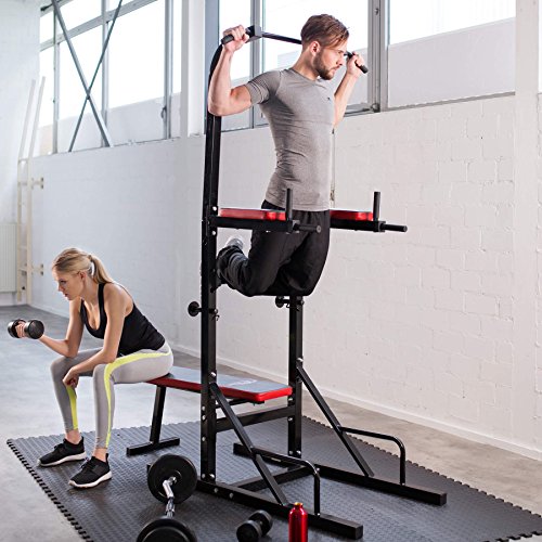 TecTake Multiestación Maquina de musculación Aparato Dip Banco Barra de dominadas Dimensiones: 180 x 95 x 210 cm TecTake Multiestación Maquina de musculación Aparato Dip Banco Barra de dominadas Dimensiones: 180 x 95 x 210 cm
