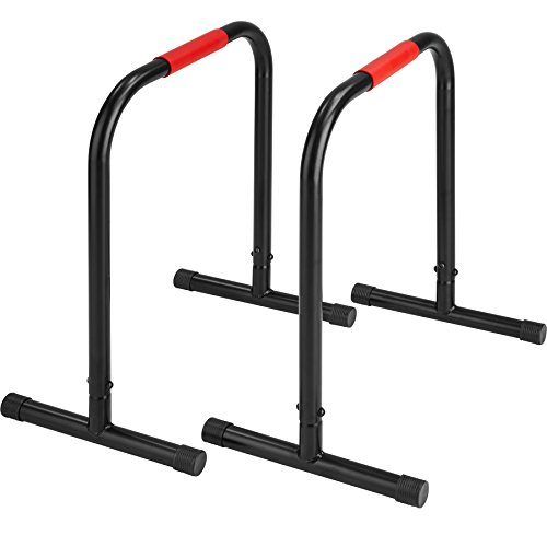 TecTake Para de Barras paralelas estación de Fitness | Adecuado para Flexiones, Levantamiento de piernas, caídas y más | Estable Marco de Tubo de Acero | Altura: 70cm