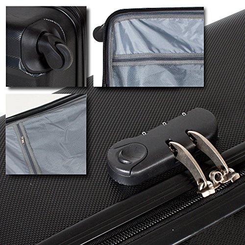 TecTake Set 3 Maletas ABS Juego de Maletas de Viaje Trolley Maleta Dura con Ruedas Negro TecTake Set 3 Maletas ABS Juego de Maletas de Viaje Trolley Maleta Dura con Ruedas Negro