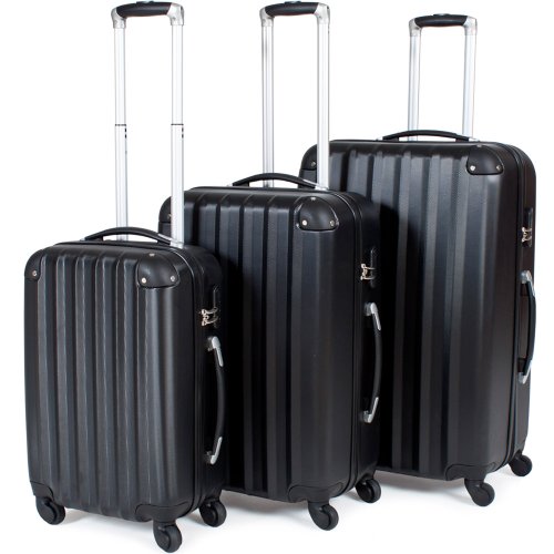 TecTake Set 3 Maletas ABS Juego de Maletas de Viaje Trolley Maleta Dura con Ruedas Negro TecTake Set 3 Maletas ABS Juego de Maletas de Viaje Trolley Maleta Dura con Ruedas Negro