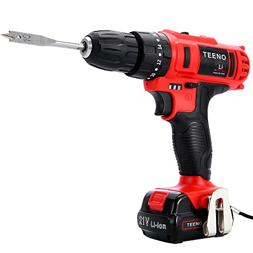 TEENO taladro Percutor sin cable 21V+2 baterías de iones de litio+20 accesorios + guantes profesionales TEENO taladro Percutor sin cable 21V+2 baterías de iones de litio+20 accesorios + guantes profesionales