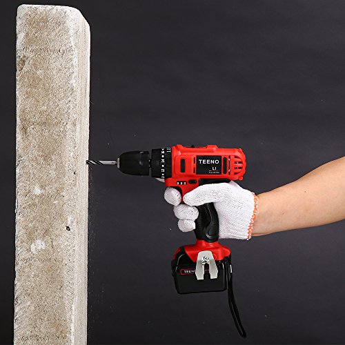 TEENO taladro Percutor sin cable 21V+2 baterías de iones de litio+20 accesorios + guantes profesionales TEENO taladro Percutor sin cable 21V+2 baterías de iones de litio+20 accesorios + guantes profesionales