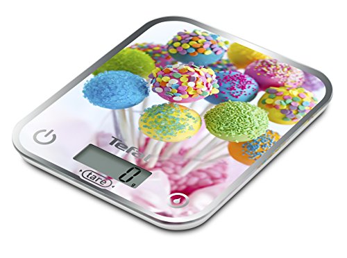 Tefal Optiss Cake Pops BC5121 Báscula de Cocina, extraplana, función Tara, Vidrio Templado y Pilas Incluidas