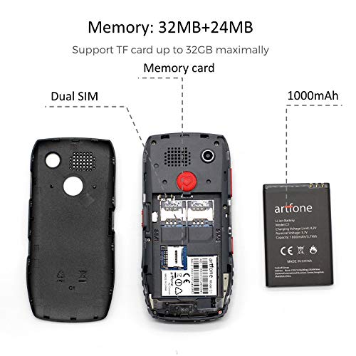 Teléfonos móviles para Mayores con Teclas Grandes, Artfone C1 Senior, fácil de Usar Celular para Ancianos con botón SOS, Cámara, Negro Teléfonos móviles para Mayores con Teclas Grandes, Artfone C1 Senior, fácil de Usar Celular para Ancianos con botón SOS, Cámara, Negro