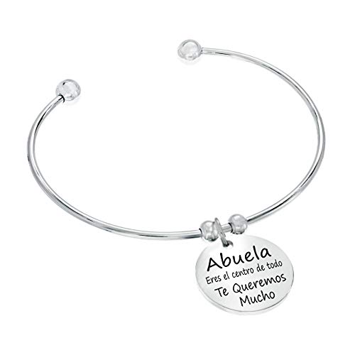 TEMPUS FUGIT. Regalo para la Abuela. Pulsera Equilibrio de Cuatro Bolas de Acero Inoxidable Antialérgico Inalterable, con Mensaje