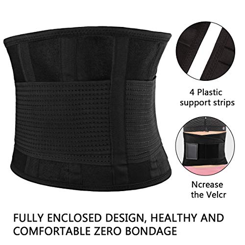 Tencoz Cintura Entrenador, Fajas Reductoras Adelgazantes Cinturón Abdominal Cinturón para el Sudor Mujer Cintura Entrenador Cintura Cinturón de Adjustable para Deporte Fitness (Black)