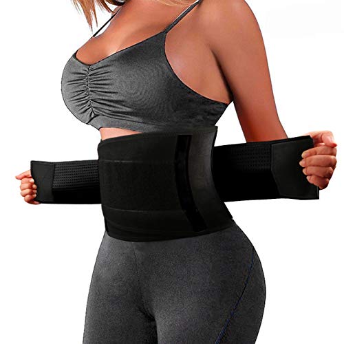 Tencoz Cintura Entrenador, Fajas Reductoras Adelgazantes Cinturón Abdominal Cinturón para el Sudor Mujer Cintura Entrenador Cintura Cinturón de Adjustable para Deporte Fitness (Black)