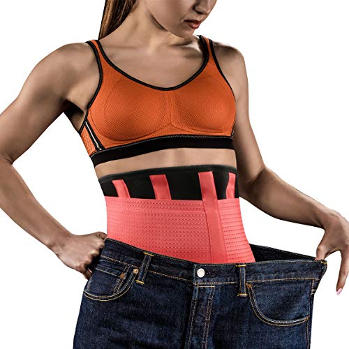 Tencoz Faja Deportiva Waisttrainer, Fajas Reductoras Adelgazantes Cinturón Abdominal Cinturón para el Sudor Mujer Cintura Entrenador Cintura Cinturón de Adjustable para Deporte Fitness (Rosa)