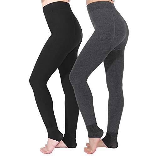 Tencoz Leggins Termicos Mujer, Leggins Invierno Mujer Leggings Invierno 2 Pack, Leggings Cintura Alta Elástico con Suave y Confortable Forro Polar para Deportes y Ocio, Negro + Gris, Talla única Tencoz Leggins Termicos Mujer, Leggins Invierno Mujer Leggings Invierno 2 Pack, Leggings Cintura Alta Elástico con Suave y Confortable Forro Polar para Deportes y Ocio, Negro + Gris, Talla única