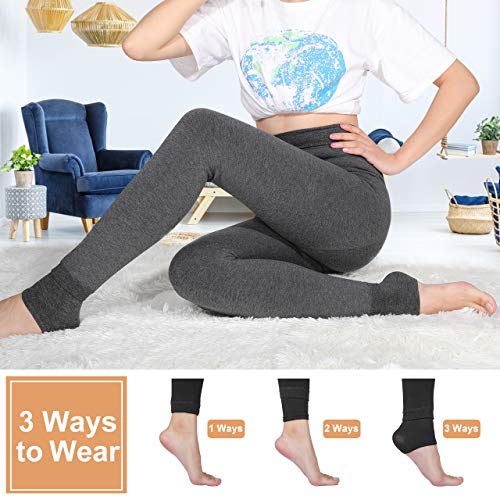 Tencoz Leggins Termicos Mujer, Leggins Invierno Mujer Leggings Invierno 2 Pack, Leggings Cintura Alta Elástico con Suave y Confortable Forro Polar para Deportes y Ocio, Negro + Gris, Talla única