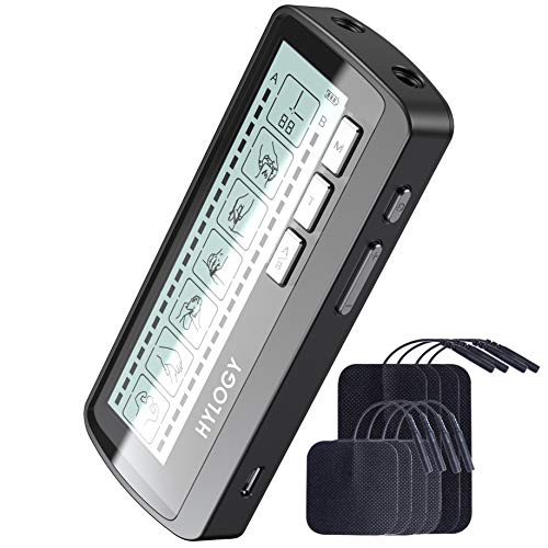 TENS Electroestimulador Muscular, HYLOGY Dos Canales de Masaje EMS TENS Con 8 Electrodos, Para Aliviar el Dolor Muscular y Relajación Muscular, Recargable y Controlable por Tiempo TENS Electroestimulador Muscular, HYLOGY Dos Canales de Masaje EMS TENS Con 8 Electrodos, Para Aliviar el Dolor Muscular y Relajación Muscular, Recargable y Controlable por Tiempo