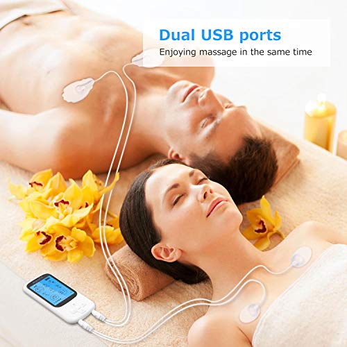 TENS Electroestimulador Muscular, Maxcio Masajeador de electrodos para TENS, EMS, Electroestimulador Digital Masaje, Recargable con 16 Modos, 2 Canal y 6 Almohadillas Reutilizables de Electrodos TENS Electroestimulador Muscular, Maxcio Masajeador de electrodos para TENS, EMS, Electroestimulador Digital Masaje, Recargable con 16 Modos, 2 Canal y 6 Almohadillas Reutilizables de Electrodos